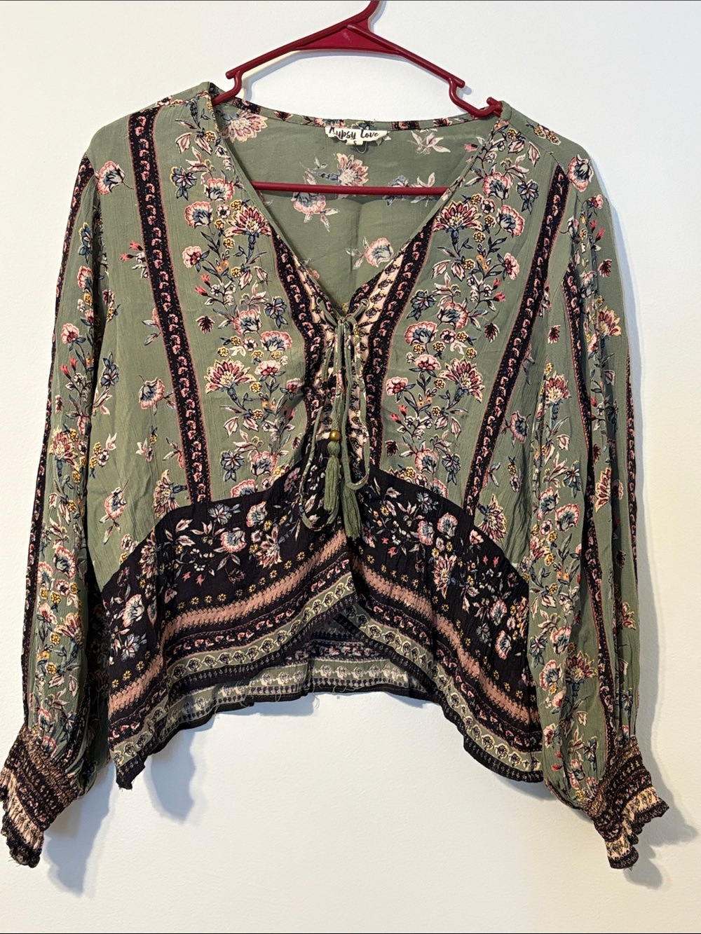 Gypsy Love Boho‎ Floral Lace Up Festival Top